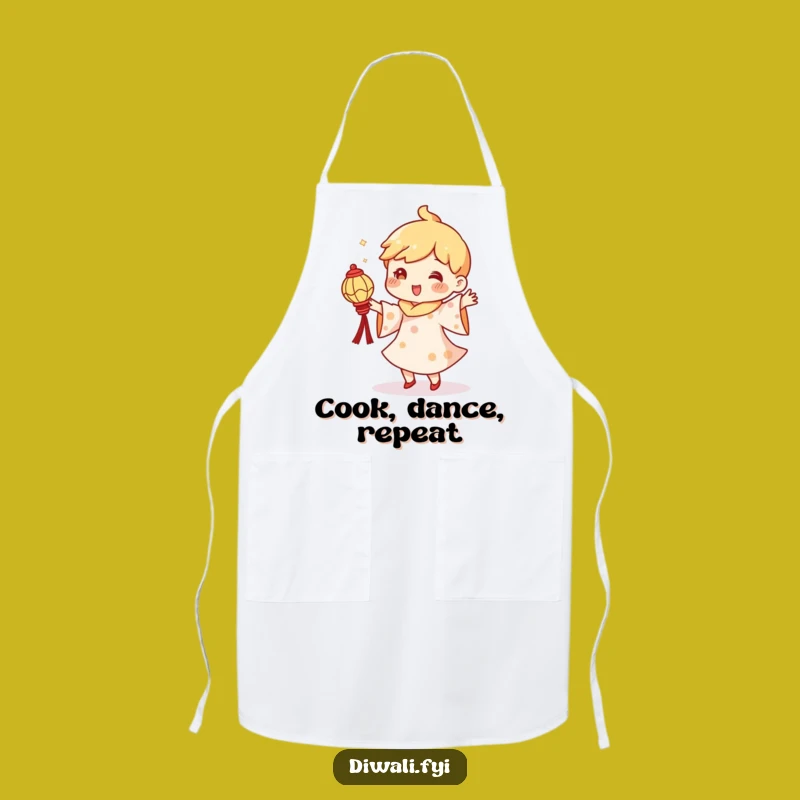 Funny Kitchen Dance Apron - Cheerful Diya Character Design, Great Humorous Chef Gift!