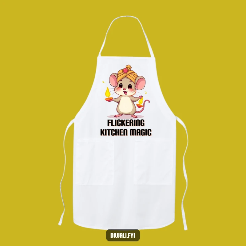 Funny Mouse Diwali Apron: Juggling Diyas, Festive Cooking Funny Gift
