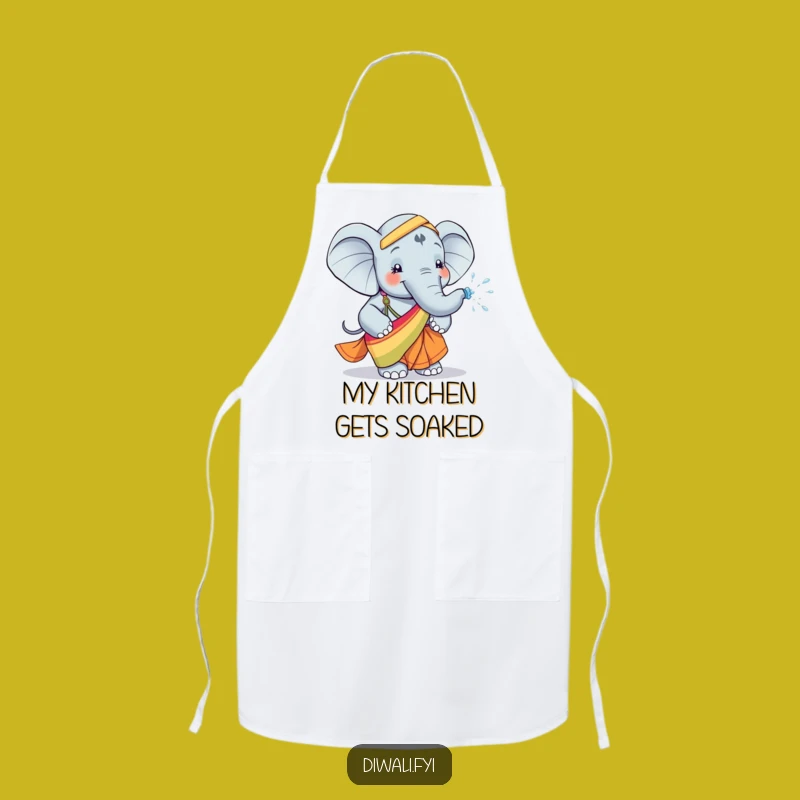 Funny Elephant Chef Apron: Sari Water Sprayer, Festive Cooking Funny Gift