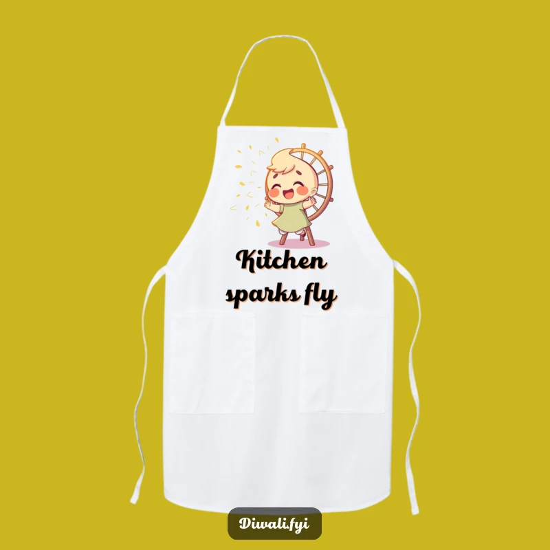 Funny Spark Chaser Kitchen Apron - Giggling Character's Festive Fun Gift