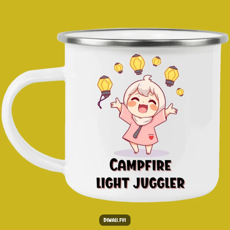 Funny Juggling Lamps Camping Mug: Enjoy Your Brew with this Radiant Character