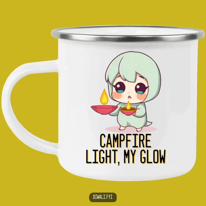 Funny Surprised Diya Camping Mug: Festive Glow, Perfect Gift