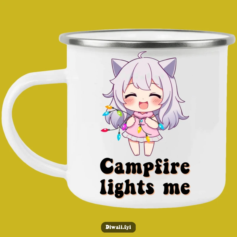 Funny Lights Camping Mug: Playful Character Outdoors, Colorful Gift