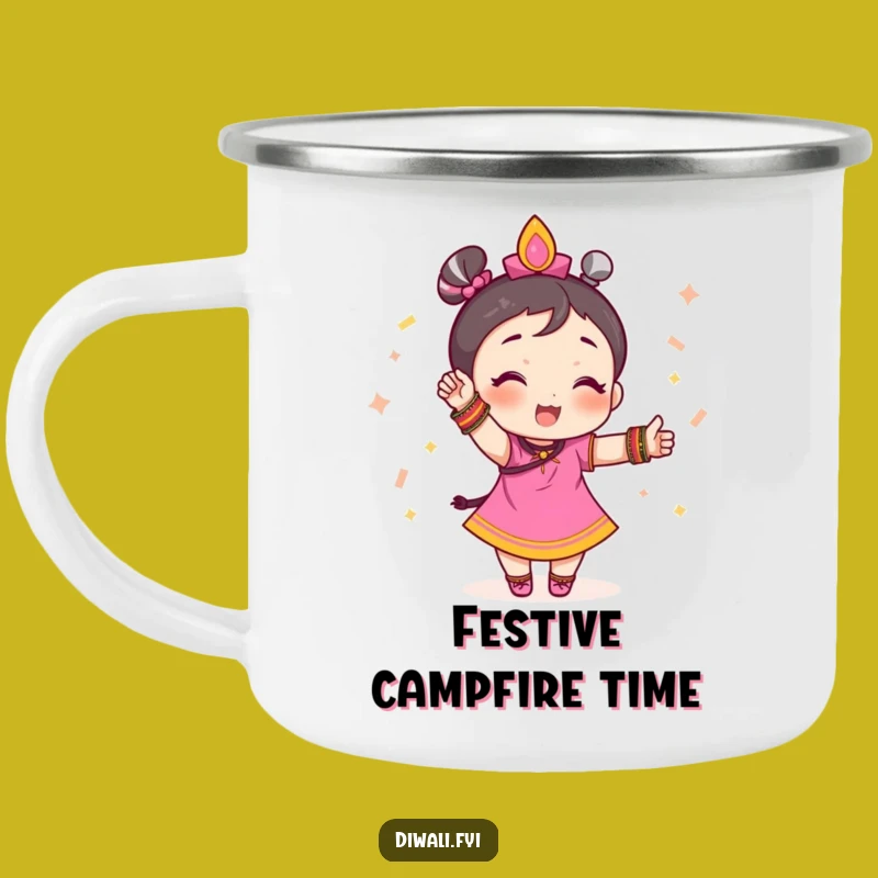 Funny Festive Camping Mug: Bangles Character Outdoors, Celebration Gift
