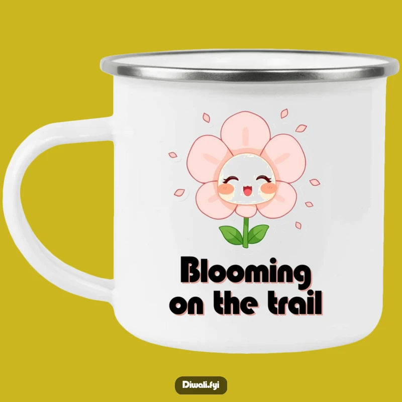Funny Flower Bloom Camping Mug: Blushing Petal Shower, Outdoor Funny Gift