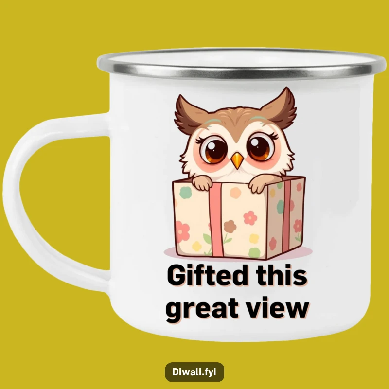 Funny Owl Enamel Camping Mug: Gift Surprise, Perfect Outdoor Funny Gift
