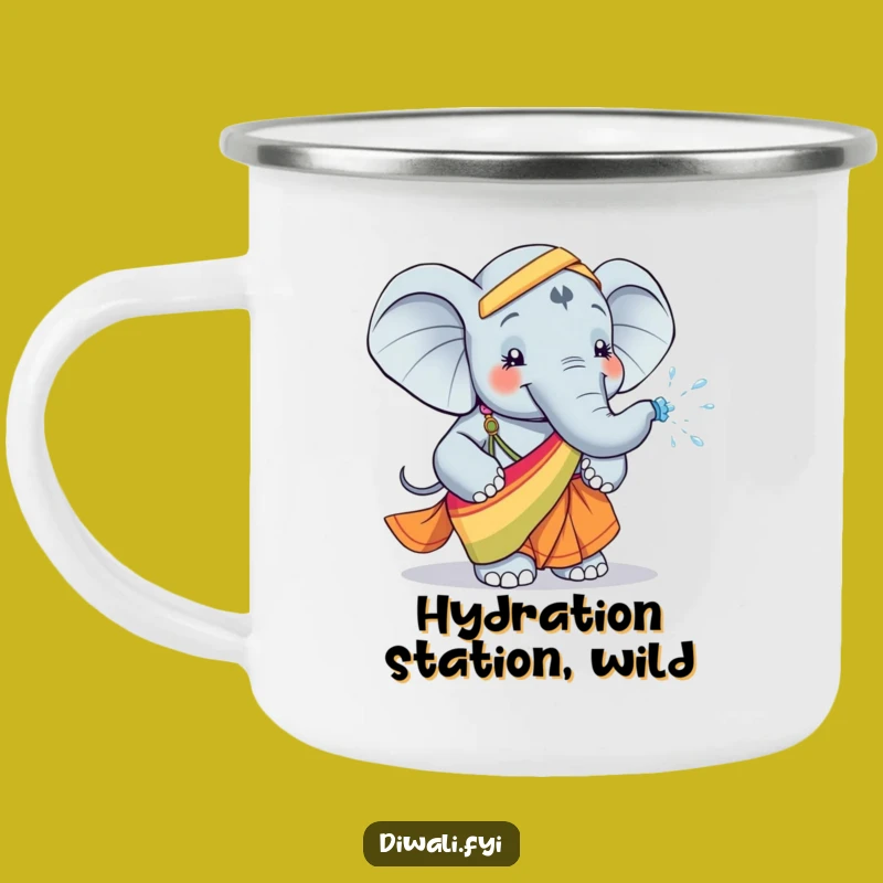 Funny Elephant Enamel Camping Mug: Sari Sprayer, Perfect Outdoor Funny Gift