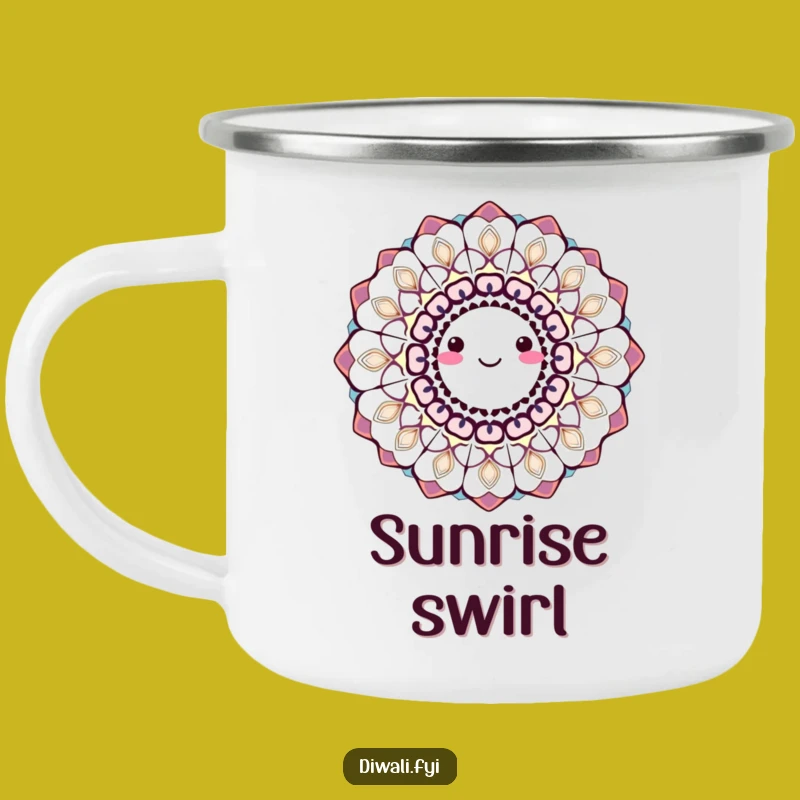 Funny Smiling Rangoli Camping Mug: Colorful Adventures, Hilarious Indian Vibes, Perfect Funny Gift!