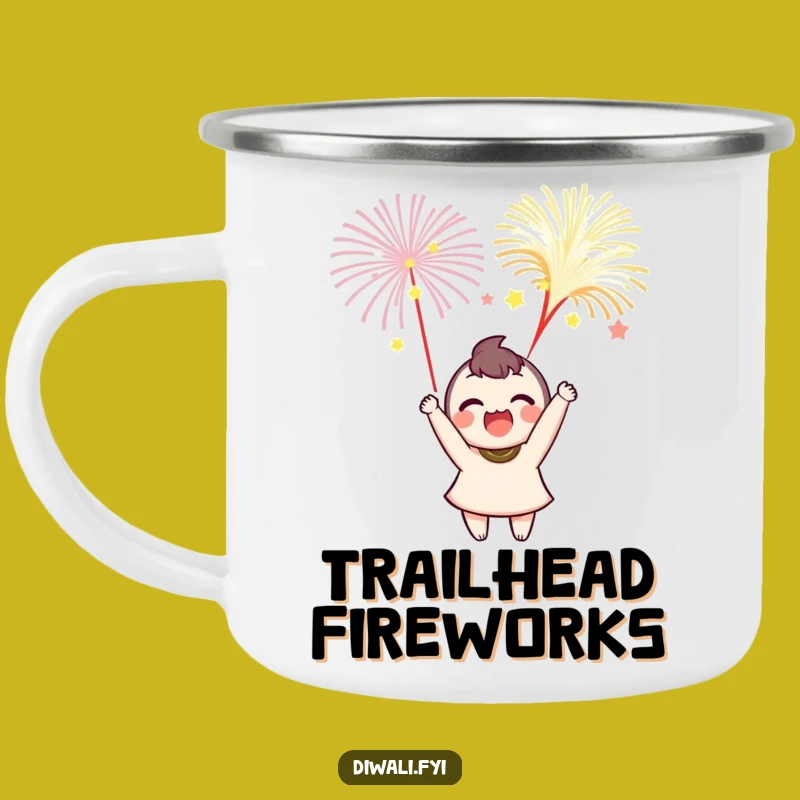 Funny Delighted Character Camping Mug: Campfire Celebrations and Humor