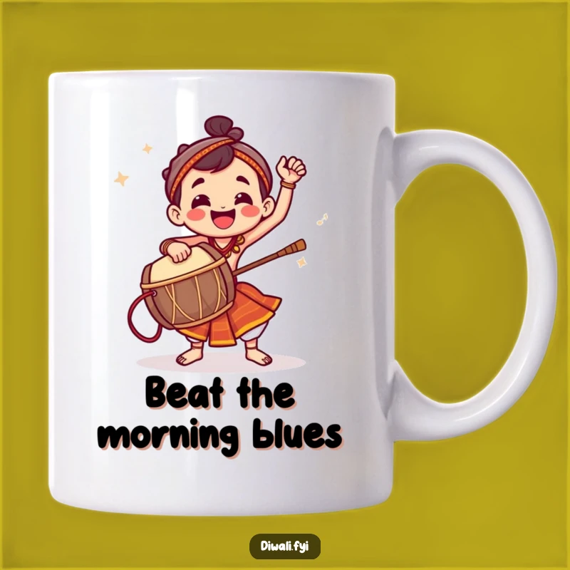 Funny Dhol Drummer Mug: Jubilant Rhythm Celebration, Energetic Music Gift