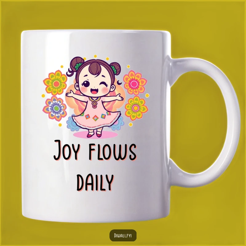Funny Delighted Rangoli Dancer Mug: Celebrate Festivities with Joyful Humor!
