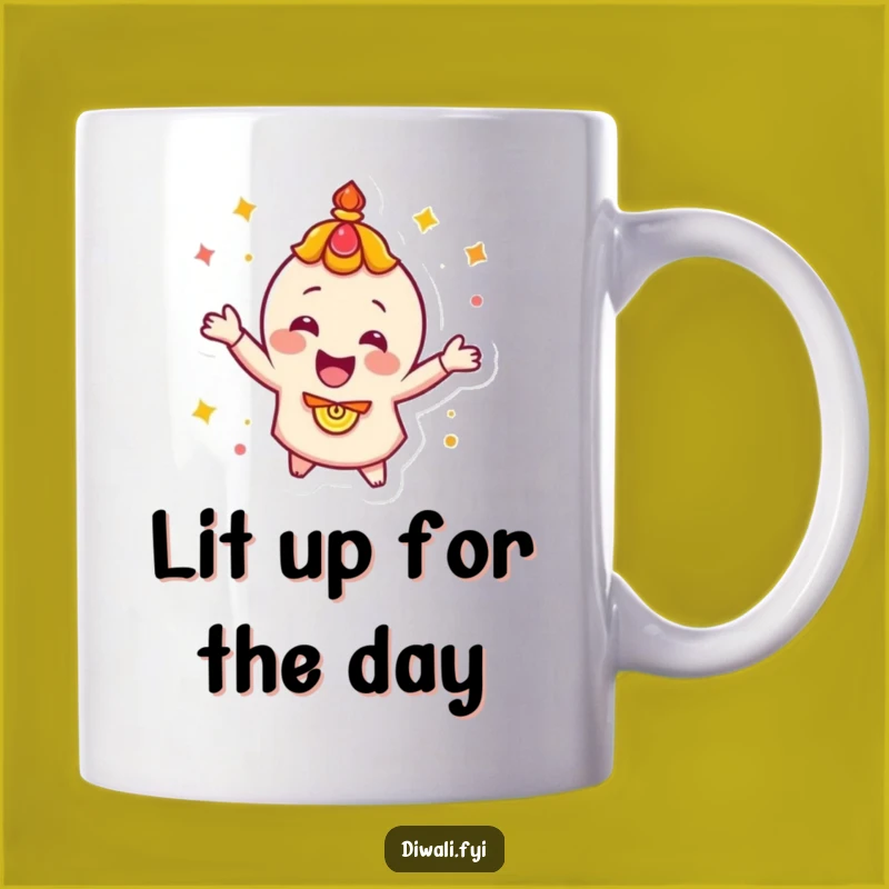 Funny Diya Spin Mug: Happy Character Celebration Gift for Joyful Moments
