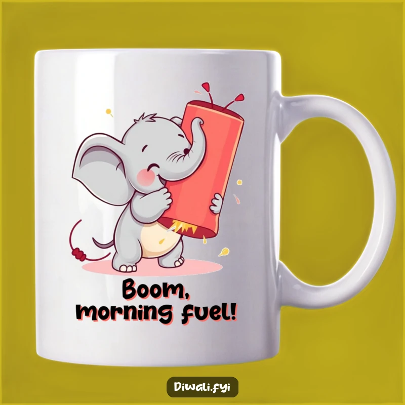 Funny Elephant Firecracker Wrestling Mug - Hilarious Gift for Mischief Makers