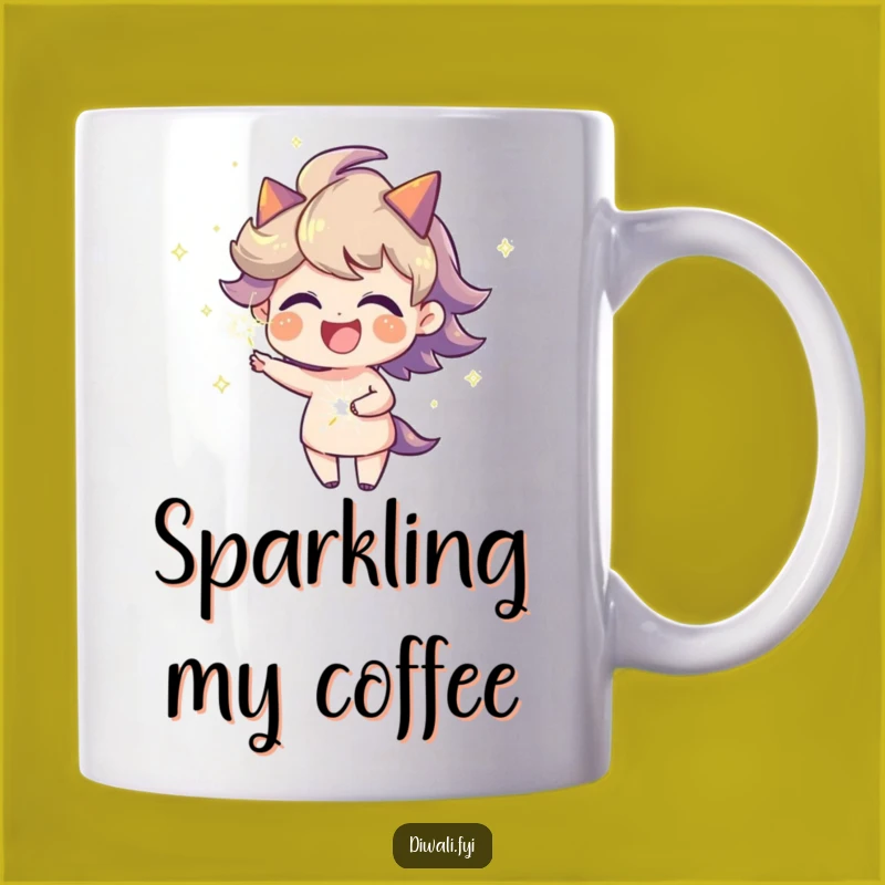 Funny Fiery Aura Sparkler Mug, Joyful Character, Energetic Gift