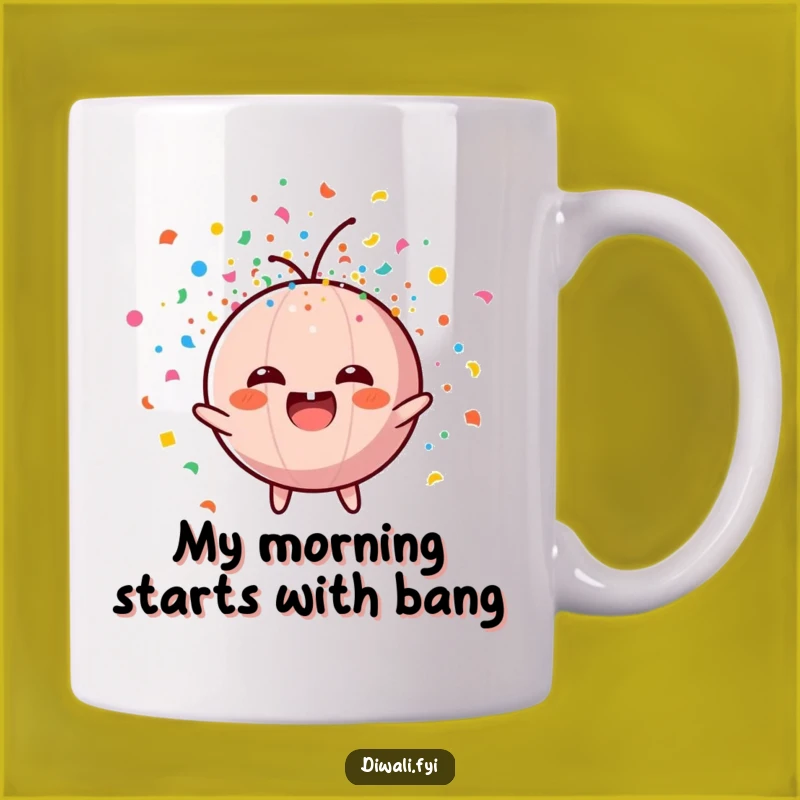 Funny Firecracker Confetti Explosion Mug - Hilarious Character Design, Perfect Gift