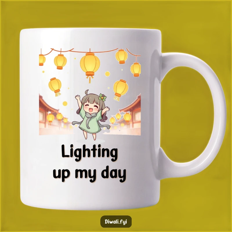 Funny Lantern Tossing Mug - Joyful Character Festival Gift for Happy Souls