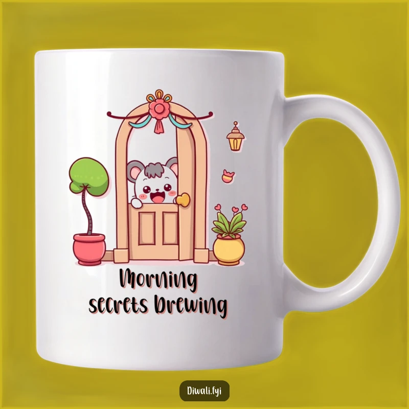 Funny Mug: Curious Character Peeking with Excitement, Gift Idea