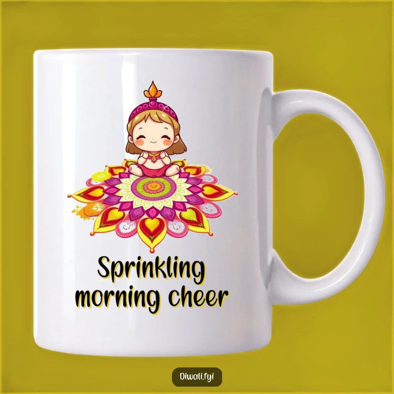 Funny Rangoli Mug: Celebrate Joy with Colorful Powder & Smiles!