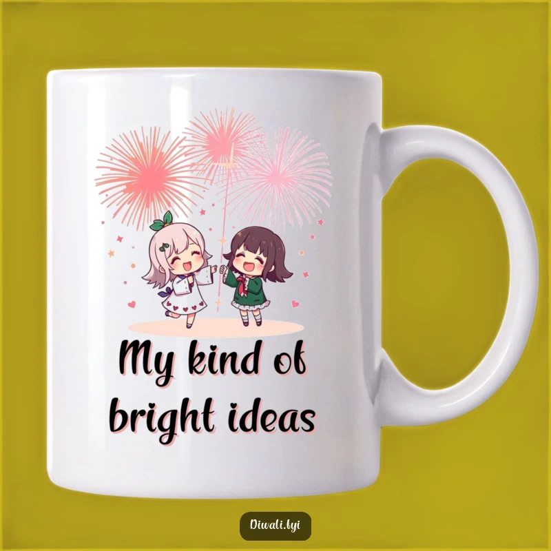 Funny Firework Friends Mug - Cheerful Character's Joyful Night Sky Gift