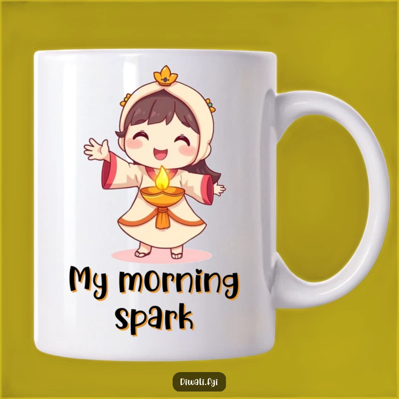 Funny Diya Dancer Mug - Smiling Character Festival Gift for Joyful Mornings