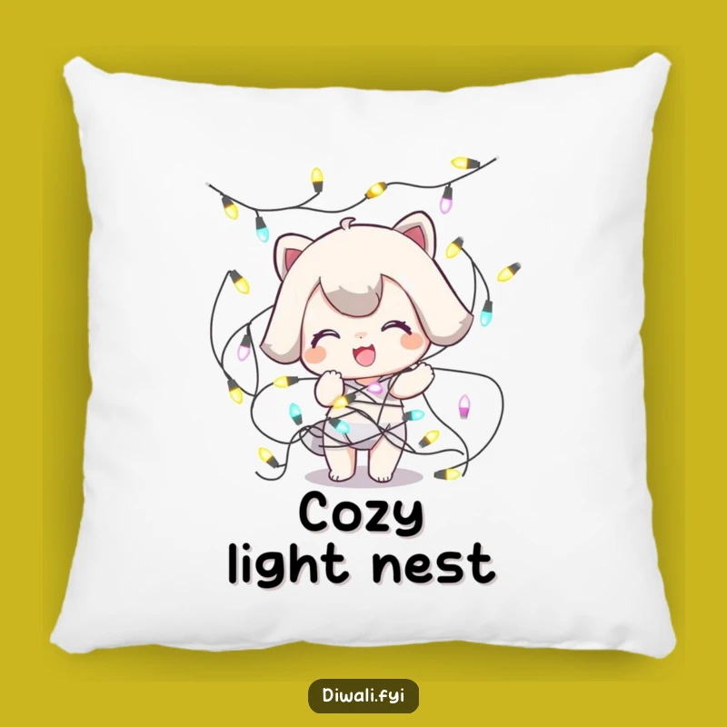 Funny Tangled Lights Pillow: Cozy Playful Character Accent Gift
