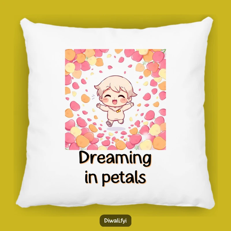 Funny Giggling Character Petal Pillow: Soft pillow with a giggling character running through petals, a cozy funny gift.