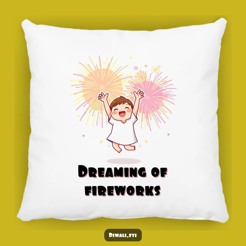 Funny Celebration Pillow: Dancing Character Comfort, Fireworks Design Gift