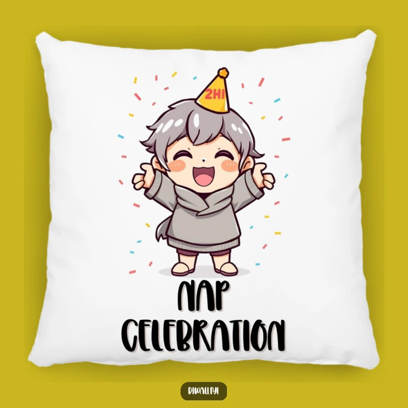 Funny Celebration Pose Pillow: Cozy Cheerful Character Decor Gift