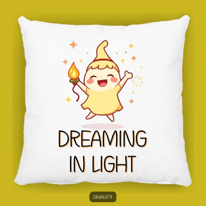 Funny Decorative Pillow: Joyous Character With Lamp, Sparks, Hilarious Comfort Gift