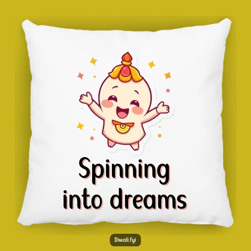 Funny Diya Spin Pillow: Happy Character Festive Comfort Gift
