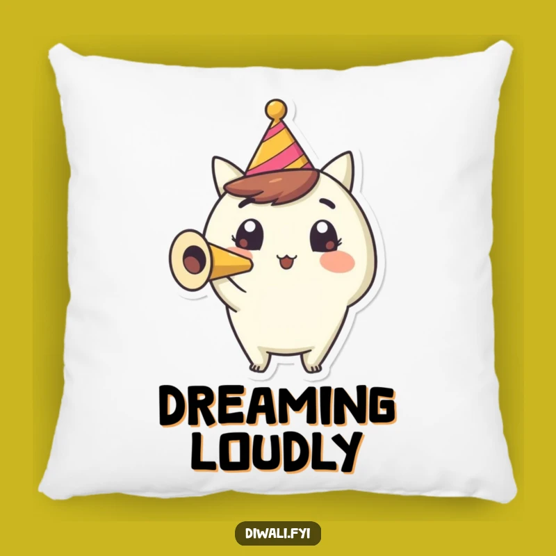 Funny Party Horn Pillow: Cozy Happy Character Accent Gift