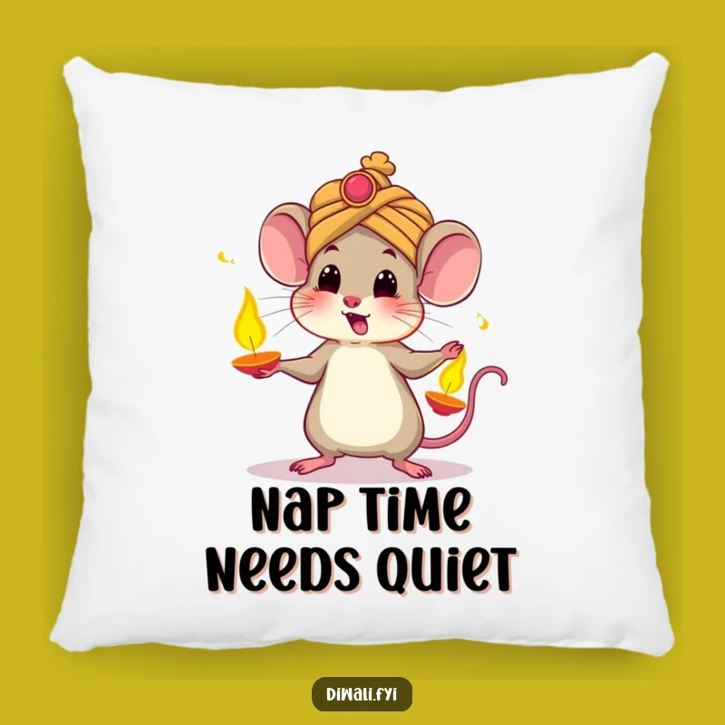 Funny Mouse Diwali Pillow: Cozy Juggler, Perfect Festive Funny Gift