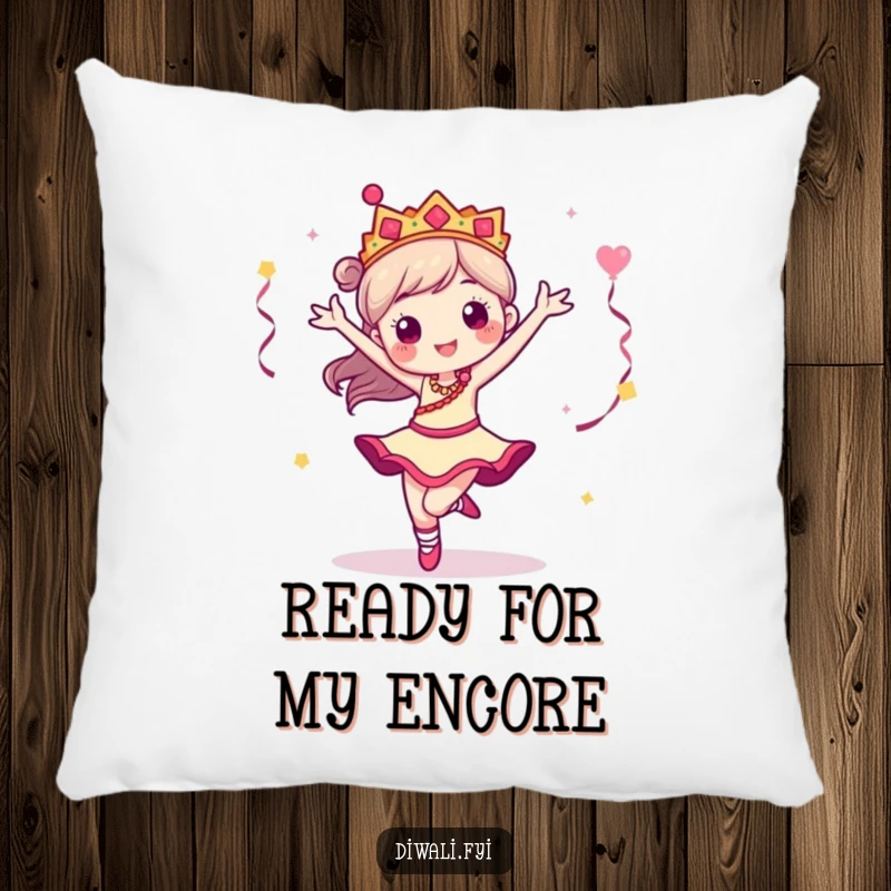 Funny pillow featuring a dancer character gracefully performing a pirouette, offering comfort and a touch of artistic flair.