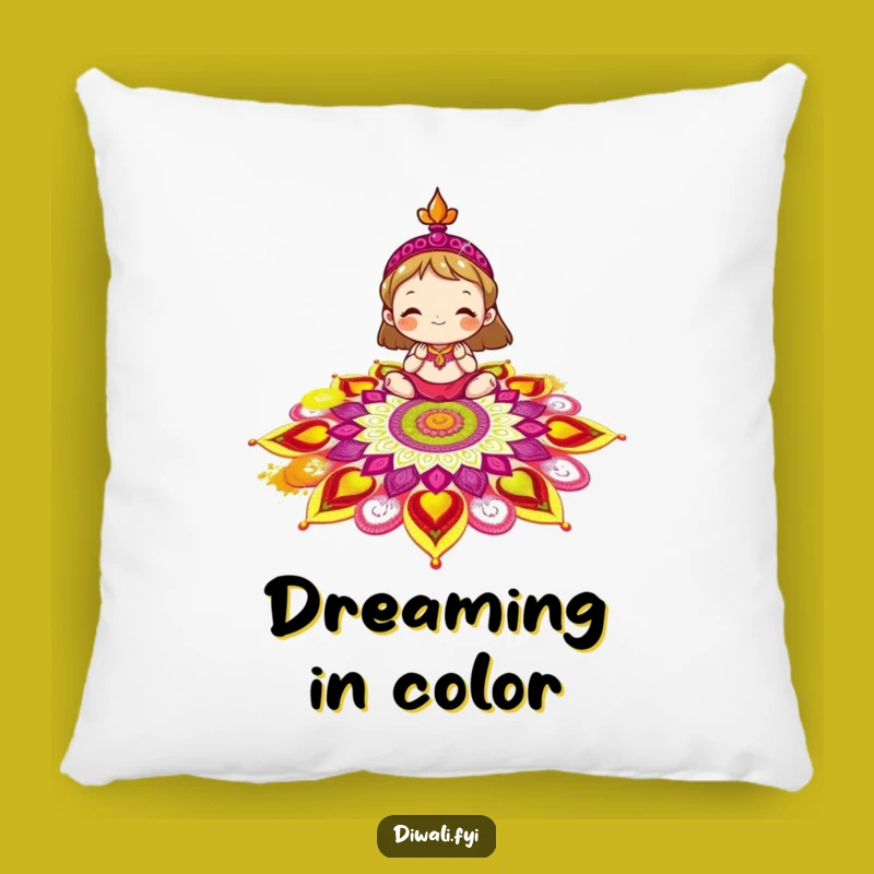 Soft Funny Rangoli Pillow: Cuddle Up with Colorful Comfort!