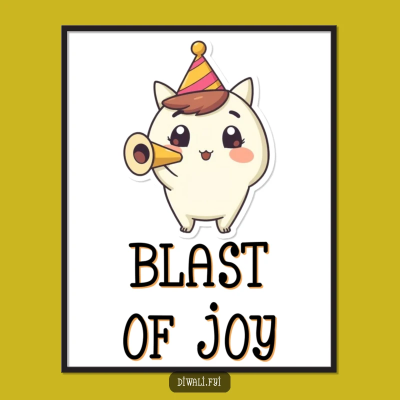 Funny Party Horn Digital Art: Happy Character Festive Decor Gift