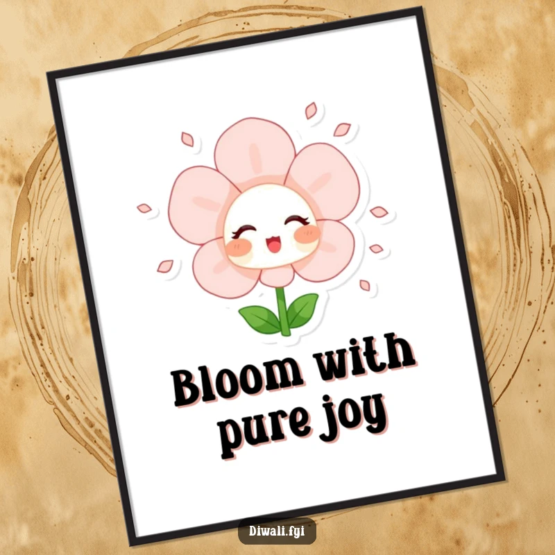 Funny digital art of a blushing flower character joyfully showering petals, perfect for instant cheerful and floral decoration.