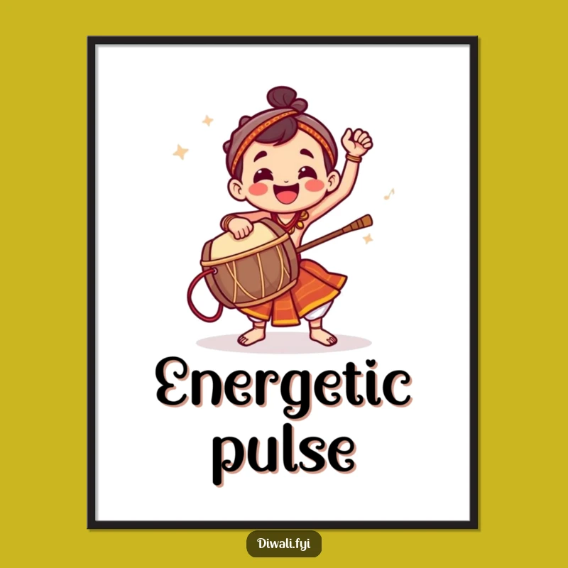 Funny Dhol Drummer Digital Print: Instant Energetic Rhythm Wall Art Gift