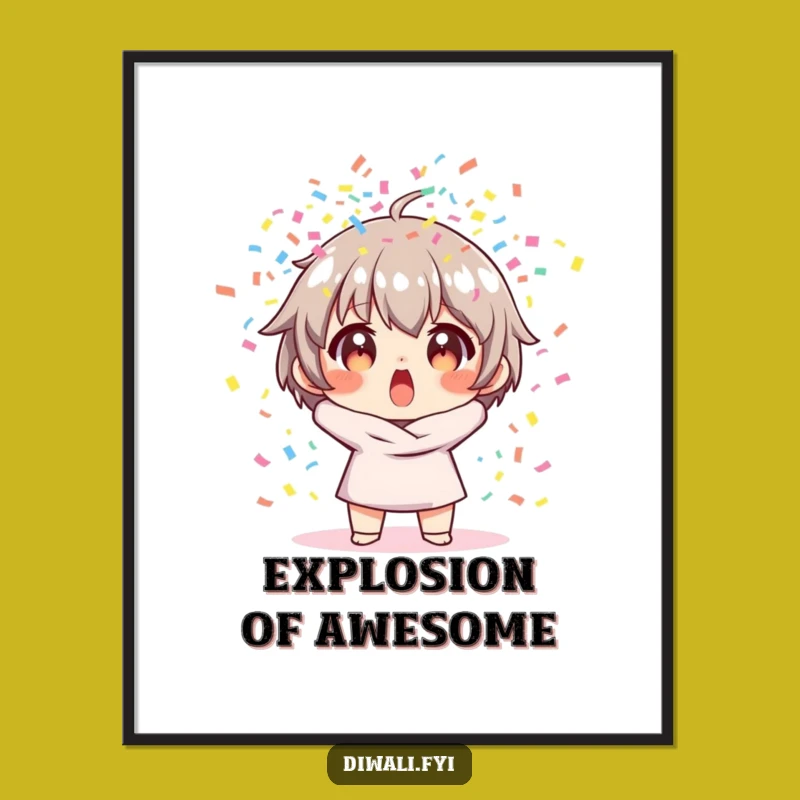 Funny Confetti Surprise Digital Print - Surprised Character Art, Perfect Humorous Decor Gift!