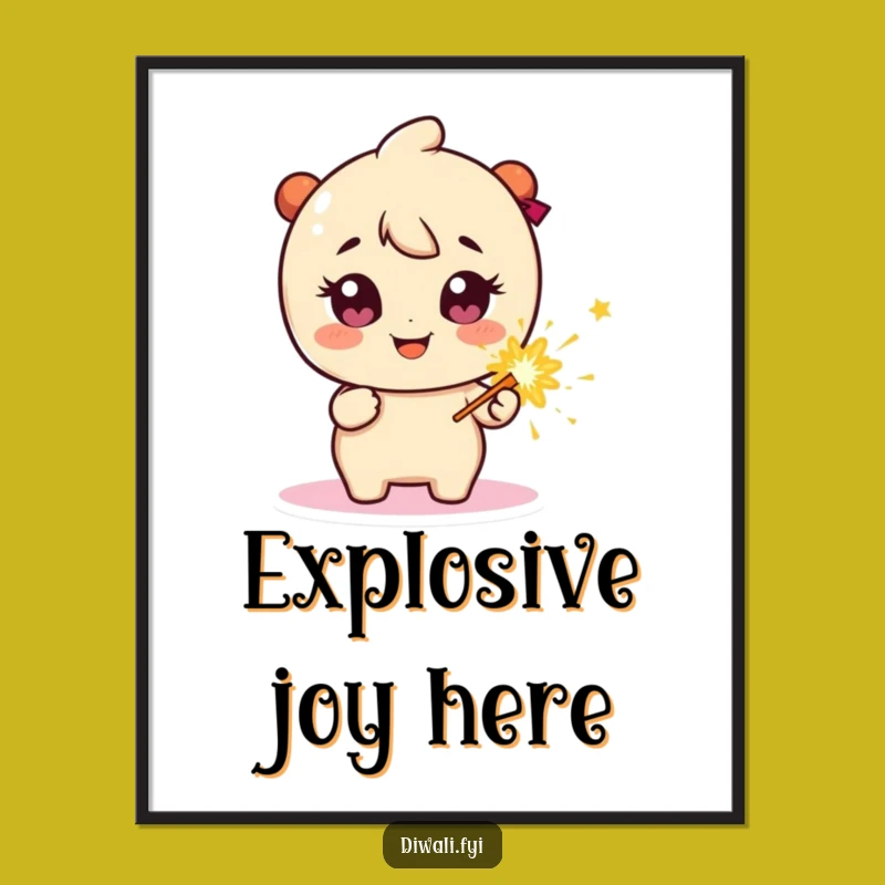 Funny Digital Art Print: Firecracker Character, Sparkly Eyes, Explosive Gift