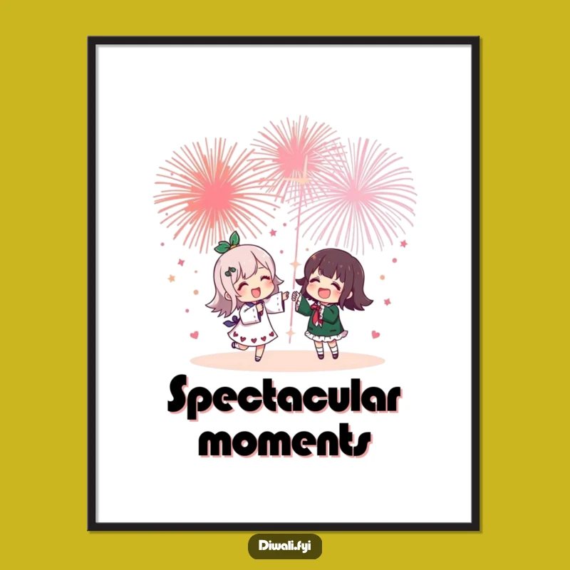 Funny Fireworks Friendship Digital Print - Cheerful Character's Joyful Wall Art Gift