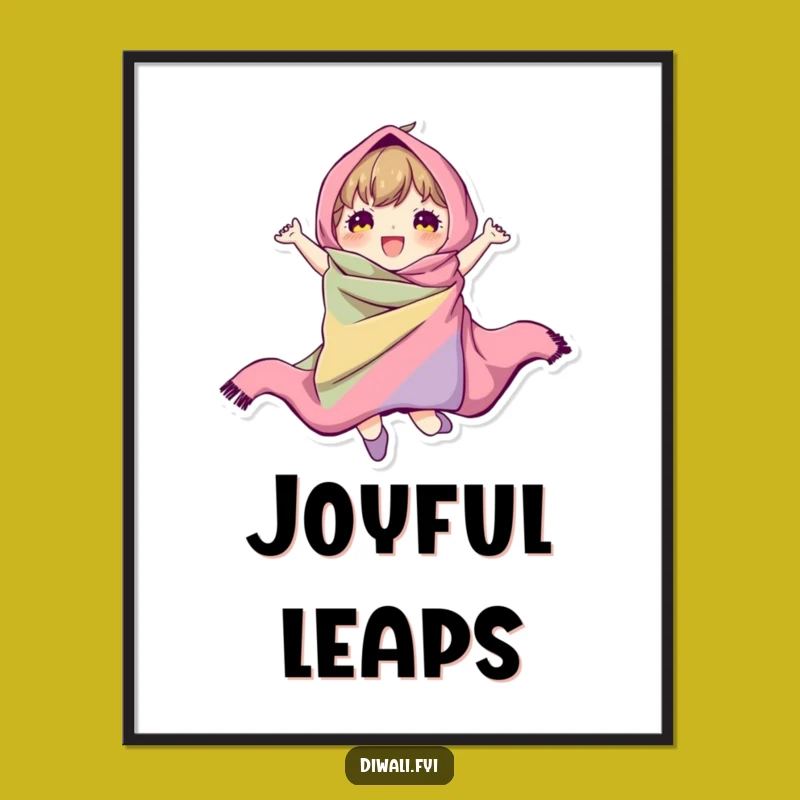 Funny Jumping Character Digital Art: Printable Energy, Hilarious Fabric Style, Perfect Funny Gift!