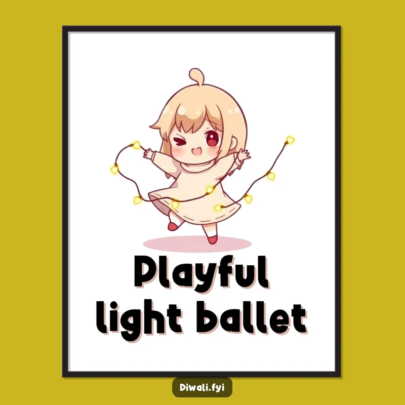 Funny Light Spin Digital Art Print: Instant Radiance with this Playful Twirling Character