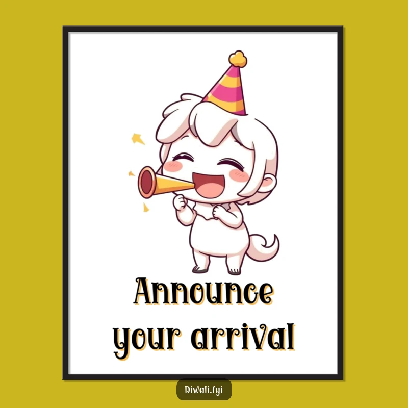 Funny Party Horn Laugh Digital Art: Hilarious Character Celebration for Instant Joyful Decor