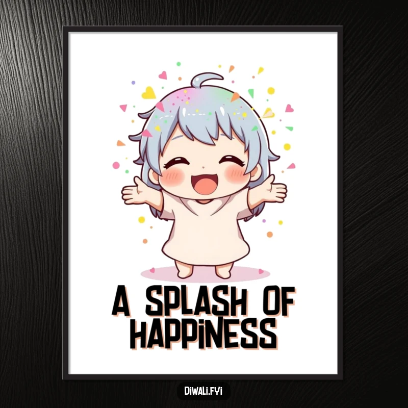 Funny Powder Scatterer Digital Art: Art of a character joyfully scattering colorful powder with both hands. Instant funny gift.