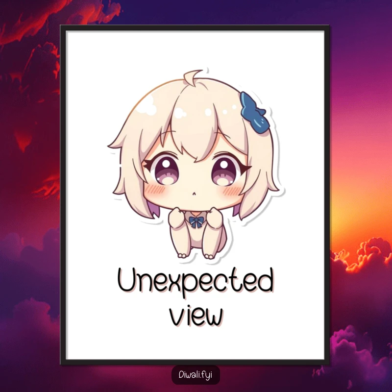 Funny digital art print of a character with a surprised expression, capturing astonishment and humorous reaction.