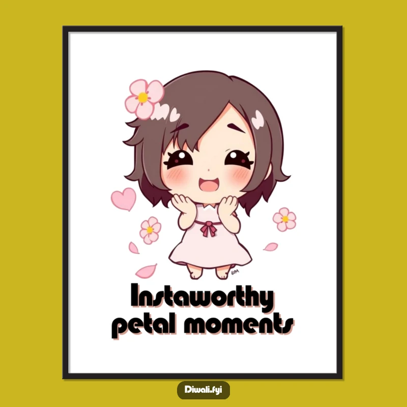 Funny Flower Petal Toss Digital Art: Smiling Character Decor, Perfect Humorous Gift