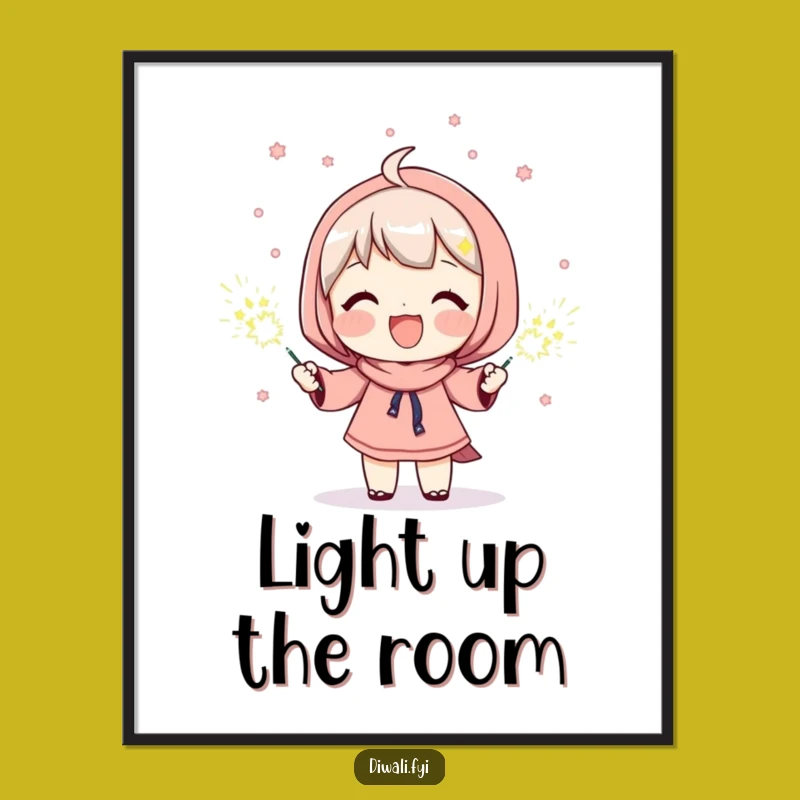 Funny Sparkler Beam Digital Art: Instant Joyful Decor with Glowing Character Art