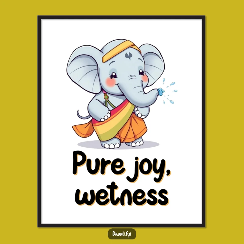 Funny Elephant Digital Art: Sari Sprayer, Instant Joyful Funny Gift