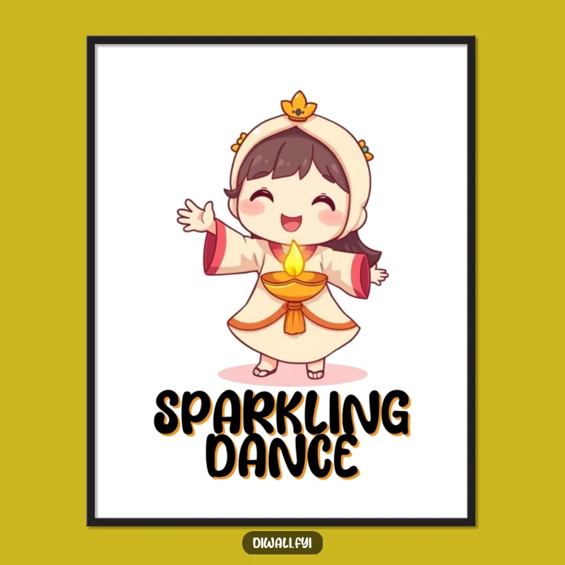 Funny Diya Dancer Digital Art - Smiling Glow Print for Instant Festive Decor