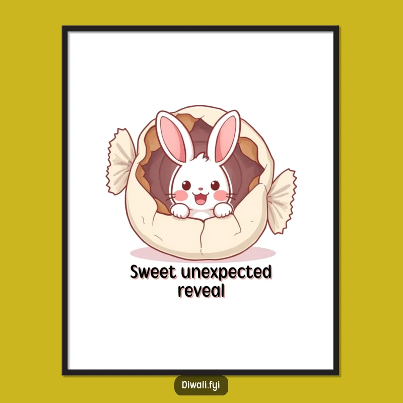 Funny Bunny Sweet Wrapper Digital Art - Whimsical Printable for Walls